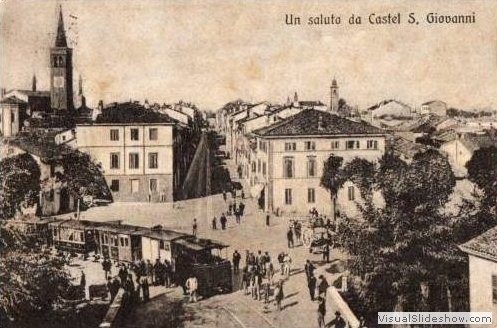 castel san giovanni, arrivo del tram 1911